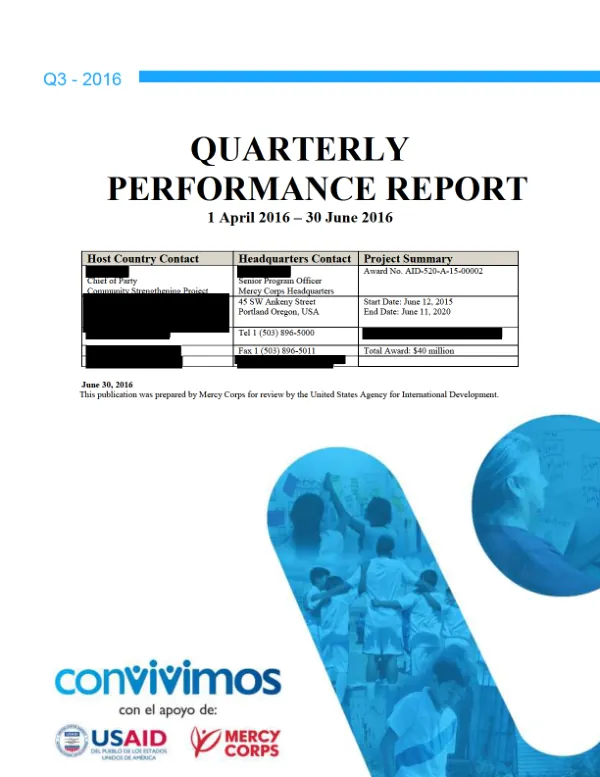 Final Report: Community Strengthening Project (CONVIVIMOS) in Guatemala