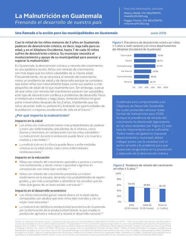 La Malnutrición en Guatemala: Frenando el desarrollo de nuestro país - Una llamada a la acción para las municipalidades en Guatemala