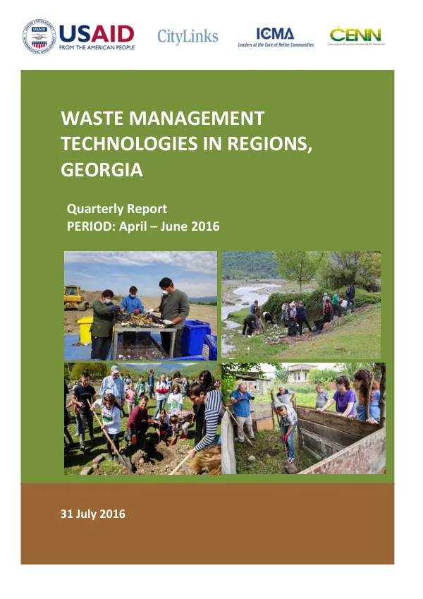 Waste Management Technologies in Regions, Georgia Quarterly Report April – June, 2016