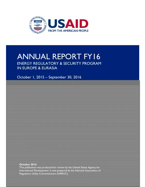 Annual Report FY16: Energy Regulatory & Security Program in Europe & Eurasia