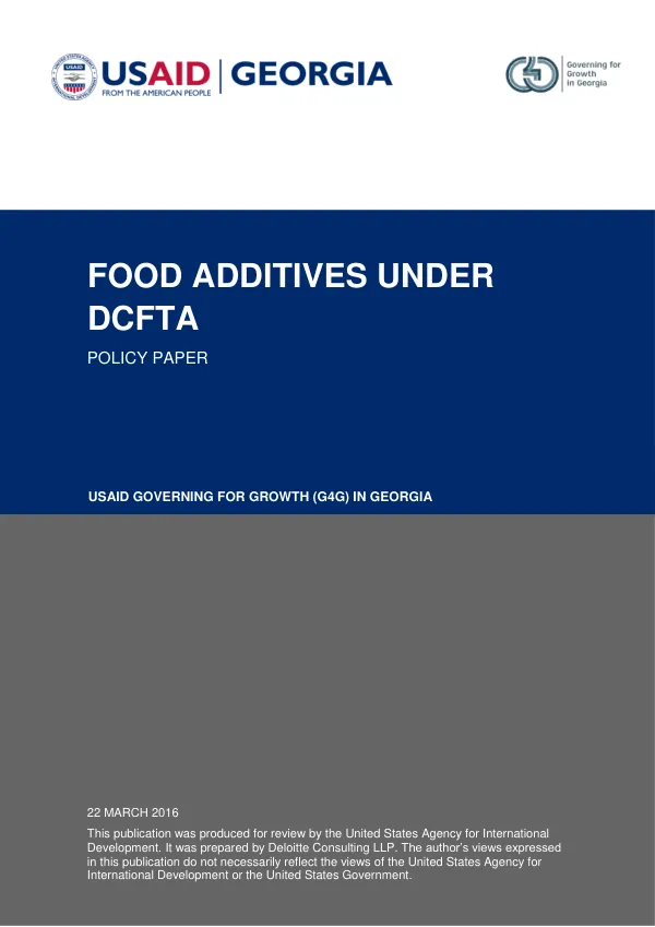 Food Additives Under DCFTA Policy Paper