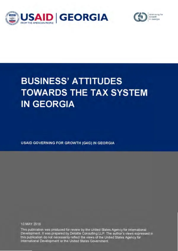Business’ Attitudes Towards Tax System in Georgia
