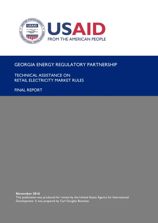 Georgia Energy Regulatory Partnership: Technical Assistance on Retail Electricity Market Rules