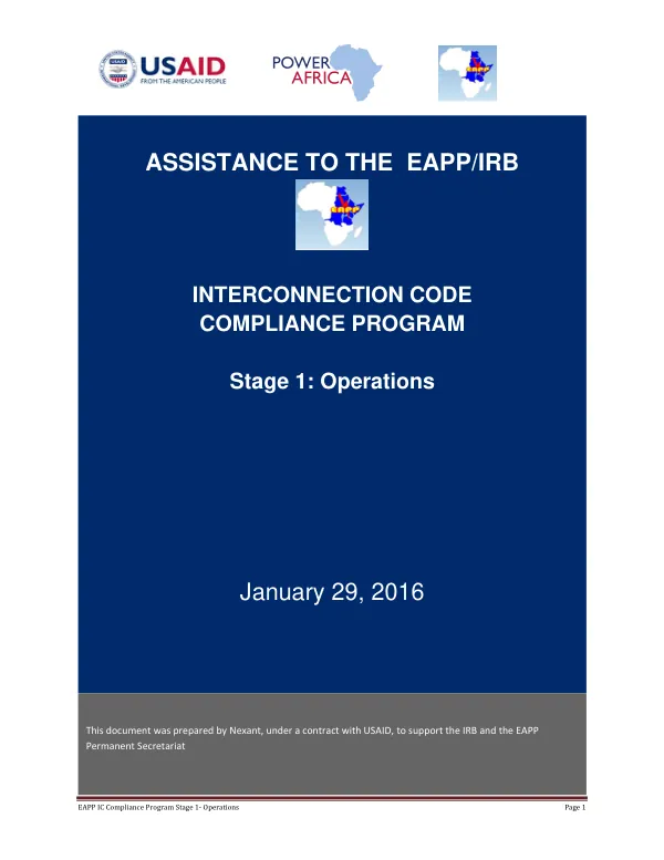 EAPP IC Compliance Program Stage 1- Operations