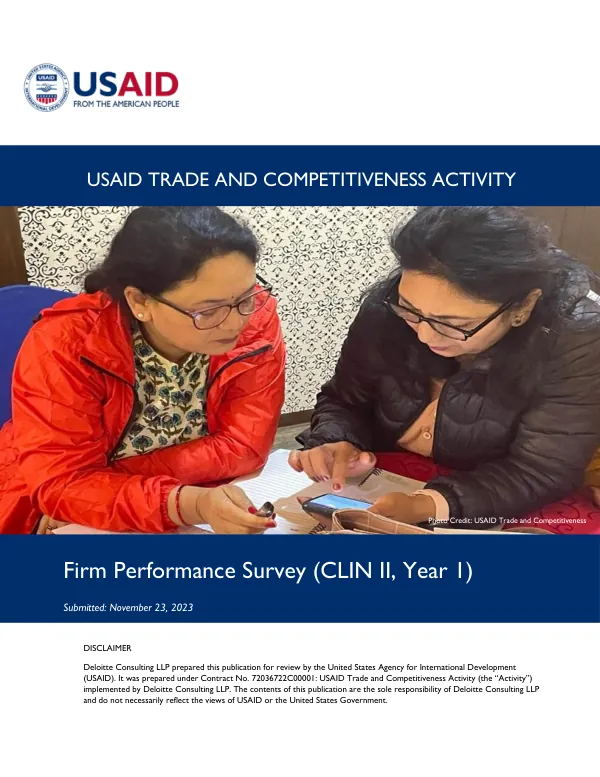 USAID Trade and Competitiveness Activity: Firm Performance Survey (CLIN II, Year 1)