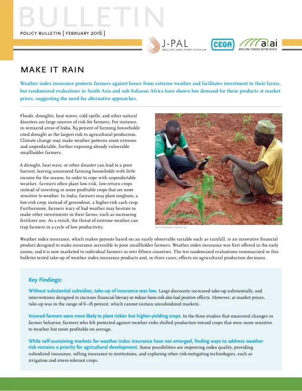 Policy Bulletin: Weather Index Insurance for Smallholder Farmers