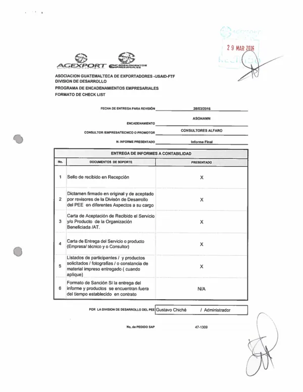 Consultoría para la Capacitación y Establecimiento de Parcelas Demostrativas de Buenas Prácticas Agrícolas en ASONAM. RVCP/AGEXPORT