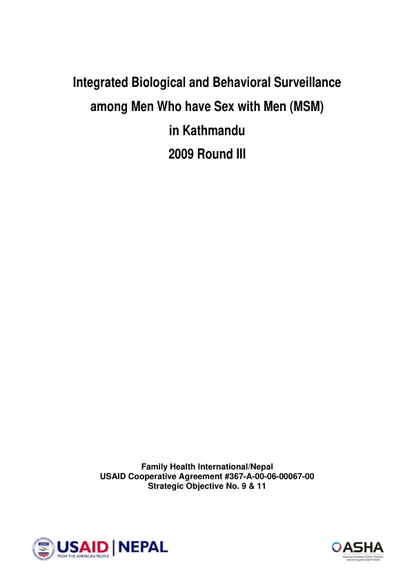 IBBS 2009 Round IV : integrated biological & behavioral surveillance -- men who have sex with mem (MSM), Kathmandu : fact sheet