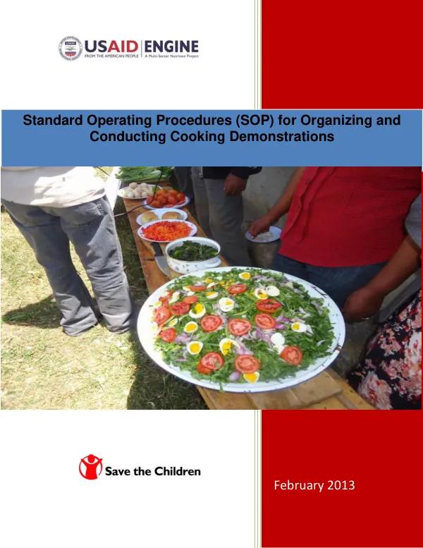 Standard Operating Procedures (SOP) for Organizing and Conducting Cooking Demonstrations