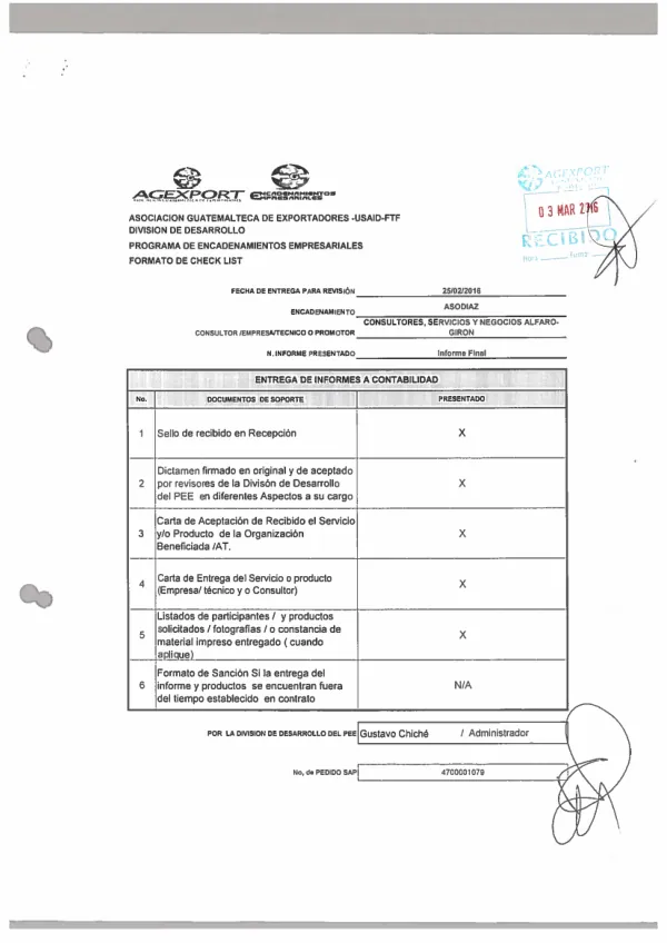Consultoría para la Capacitación y Establecimiento de Parcelas Demostrativas de Buenas Prácticas Agrícolas ASODIAZ. RVCPAGEXPORT