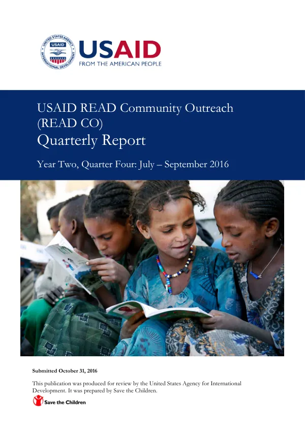 USAID READ Community Outreach (READ CO) Quarterly Report (July-September 2016)
