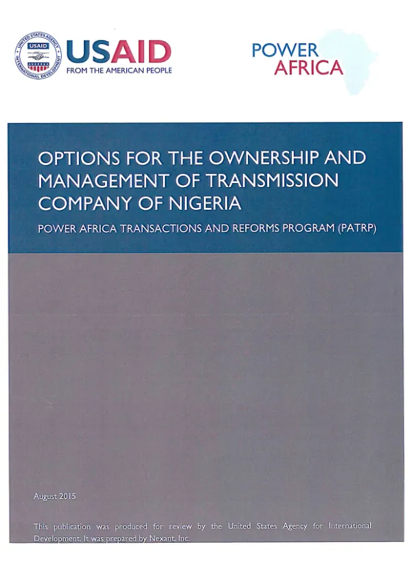 Options for Ownership and Management of TCN - USAID