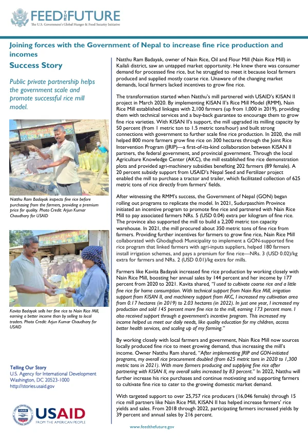 Success Story: Increasing Fine Rice Production and Incomes in Nepal