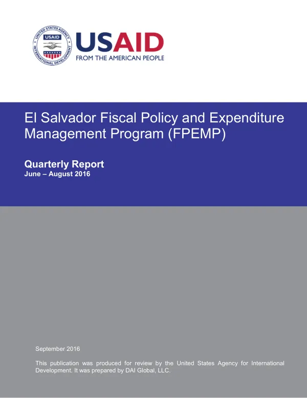 Fiscal Policy and Expenditure Management Program (FPEMP) Quarterly Report June – August 2016