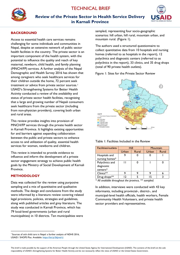 Review of the Private Sector in Health Service Delivery in Karnali Province
