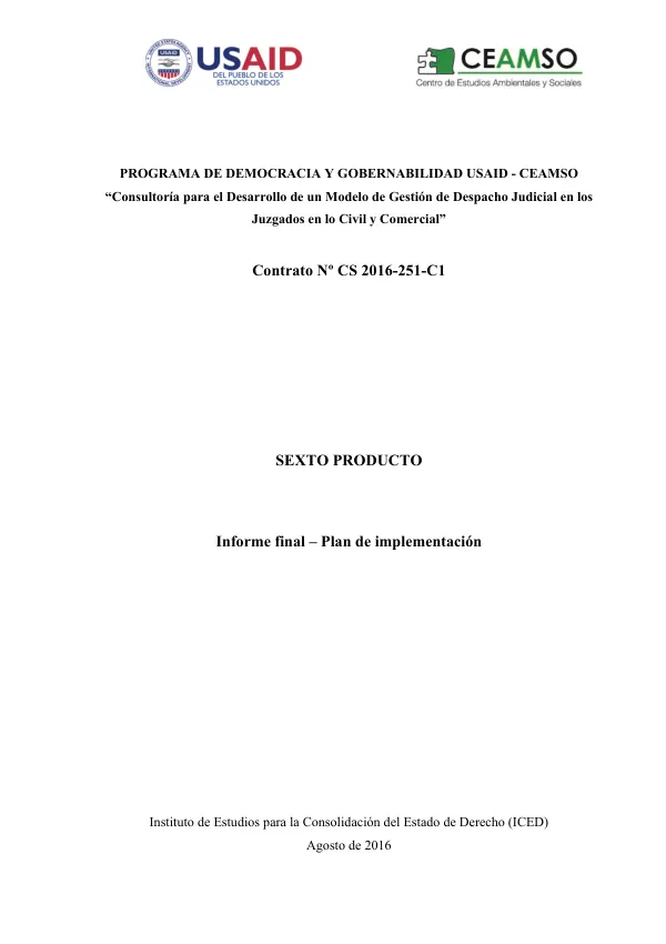 Consultoría para el Desarrollo de un Modelo de Gestión de Despacho Judicial en los Juzgados en lo Civil y Comercial