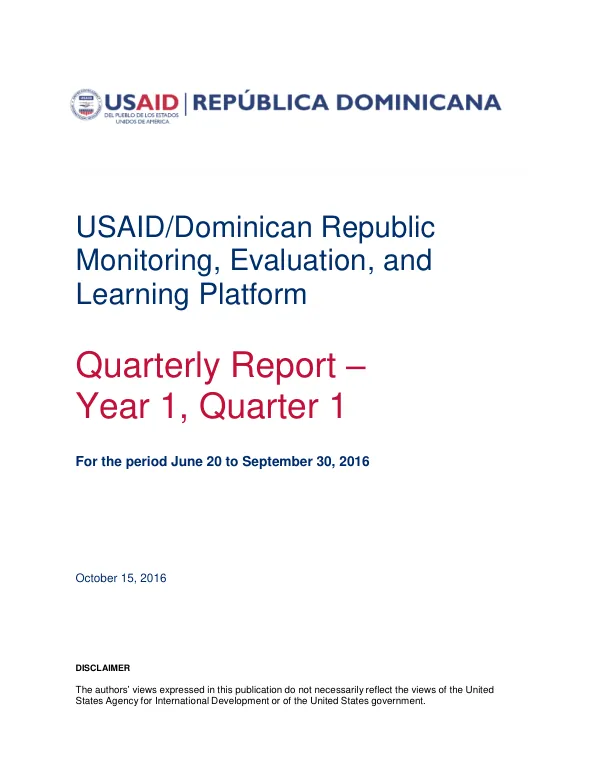 Quarterly Report Year 1, Quarter 1