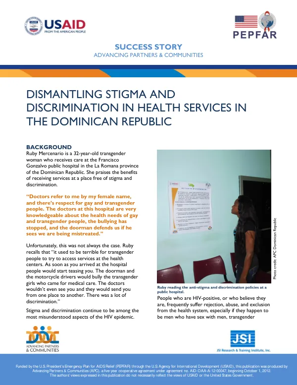 Dismantling Stigma and Discrimination in Health Services in the Dominican Republic