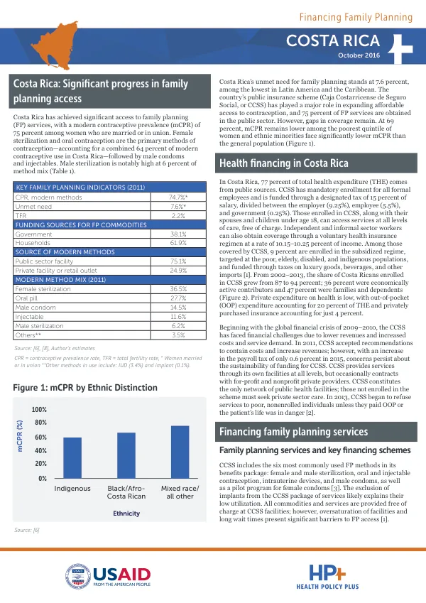 Financing Family Planning: Costa Rica