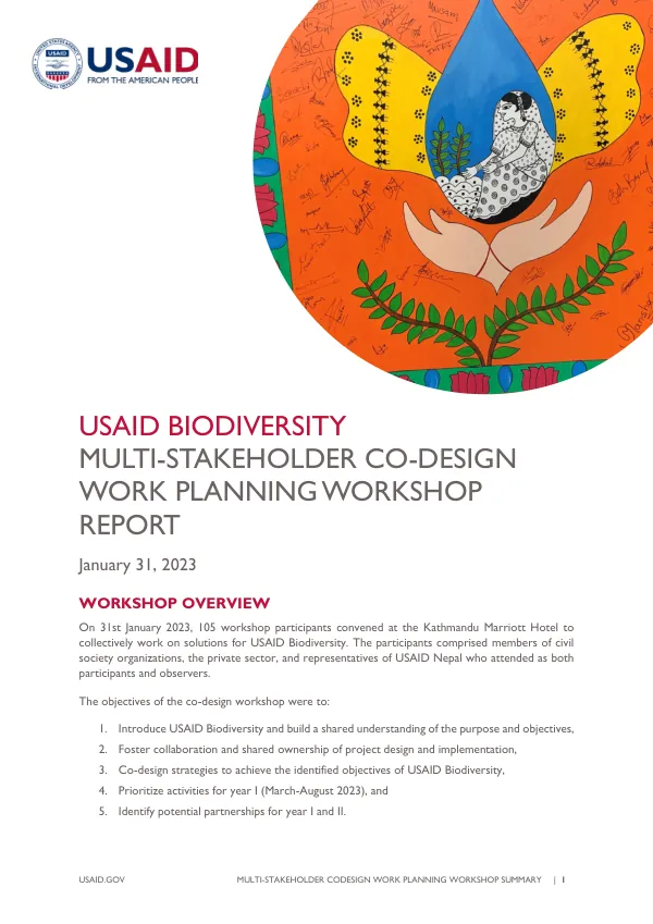 USAID Biodiversity Multi-Stakeholder Co-design Work Planning Workshop Summary