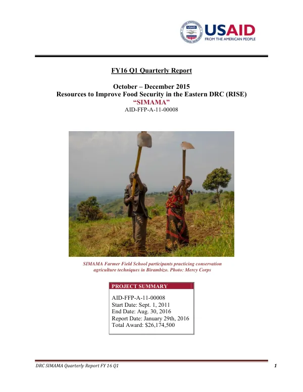 DRC SIMAMA Quarterly Report FY 16 Q1