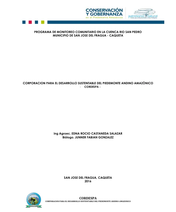 Programa de Monitoreo Comunitario en la Cuenca del Río San Pedro