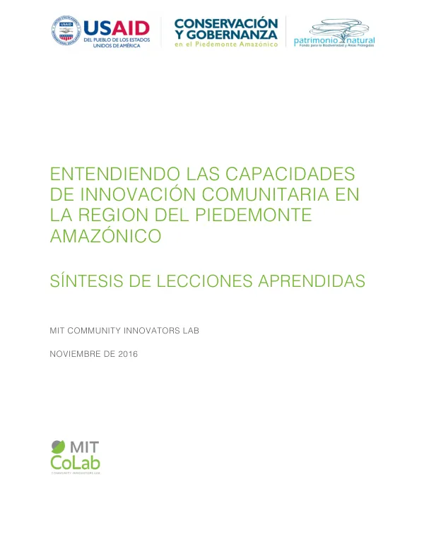 Síntesis de Lecciones Aprendidas: Evaluando la Capacidad de Innovación Comunitaria en el Piedemonte Amazónico