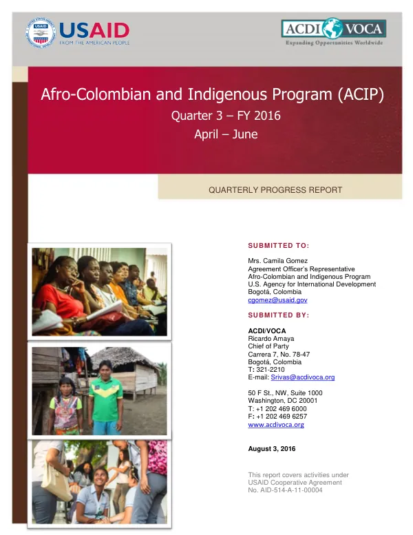 ACIP Quarterly Report April – June 2016