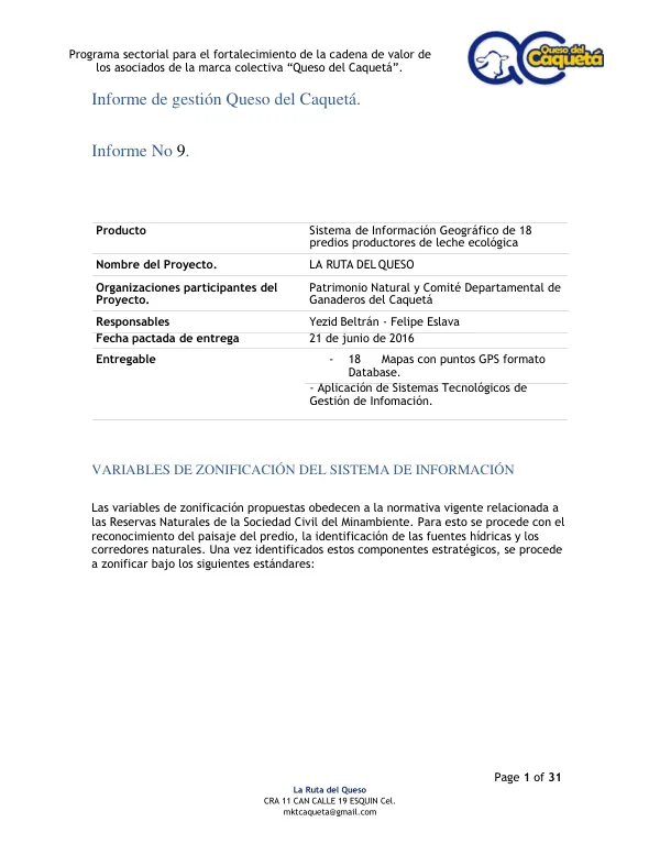 Programa sectorial para el fortalecimiento de la cadena de valor de los asociados de la marca colectiva “Queso del Caquetá”