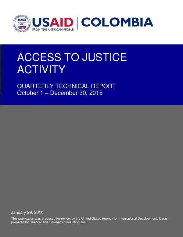 Quarterly Technical Report (October 1 – December 30, 2015)