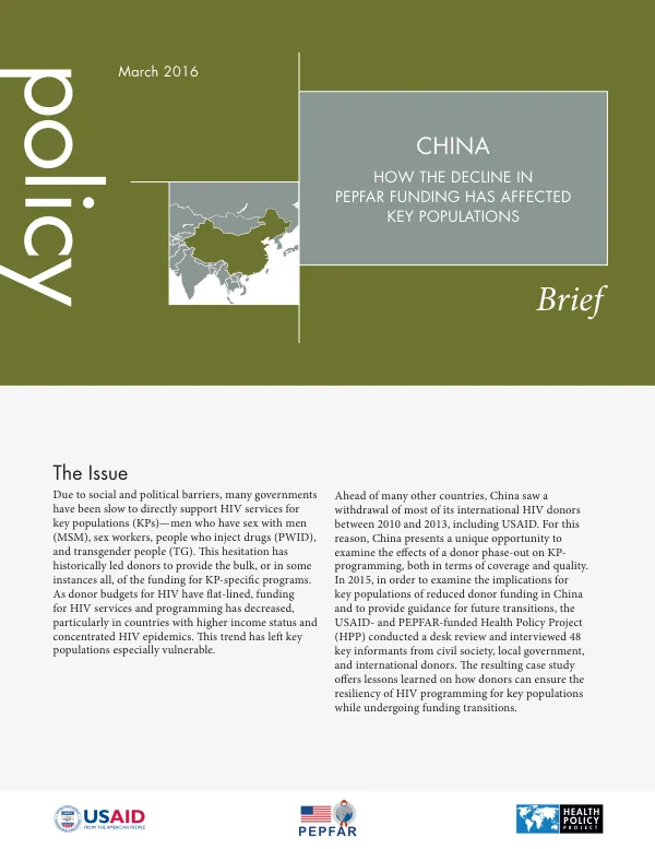 CHINA: How The Decline In PEPFAR Funding Has Affected Key Populations