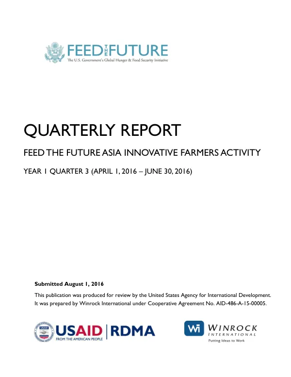 Quarterly Report: Feed the Future Asia Innovative Farmers Activity