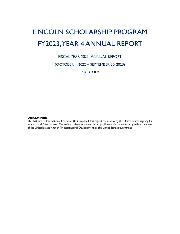 Lincoln Scholarship Program FY2023, Year 4 Annual Report