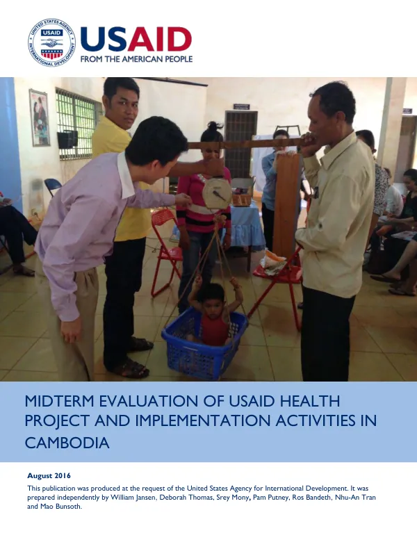 Midterm Evaluation of USAID Health Project and Implementation Activities in Cambodia