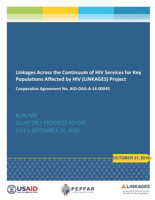 LINKAGES Quarterly Report (July 1 – September 30, 2016)- Burundi