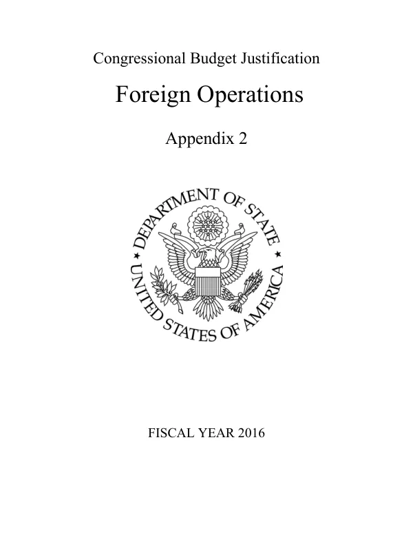 Congressional Budget Justification—Foreign Operations, Fiscal Year 2016 (Appendix 2)