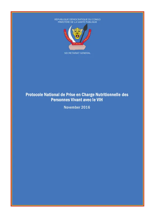 Protocole National de Prise en Charge Nutritionnelle des Personnes Vivant avec le VIH