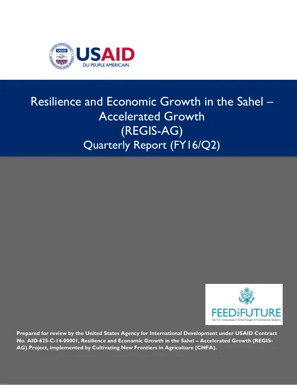 Resilience and Economic Growth in the Sahel – Accelerated Growth (REGIS-AG) Quarterly Report, January – March, 2016