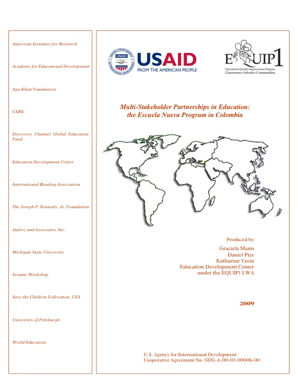 Multi-stakeholder partnerships in education : the escuela nueva program in Colombia