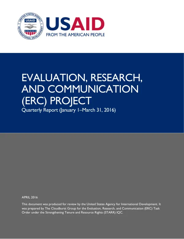 Quarterly Report Y3Q2 (July 1 to September 30, 2015) ERC Quarterly Report (January 1–March 31, 2016)