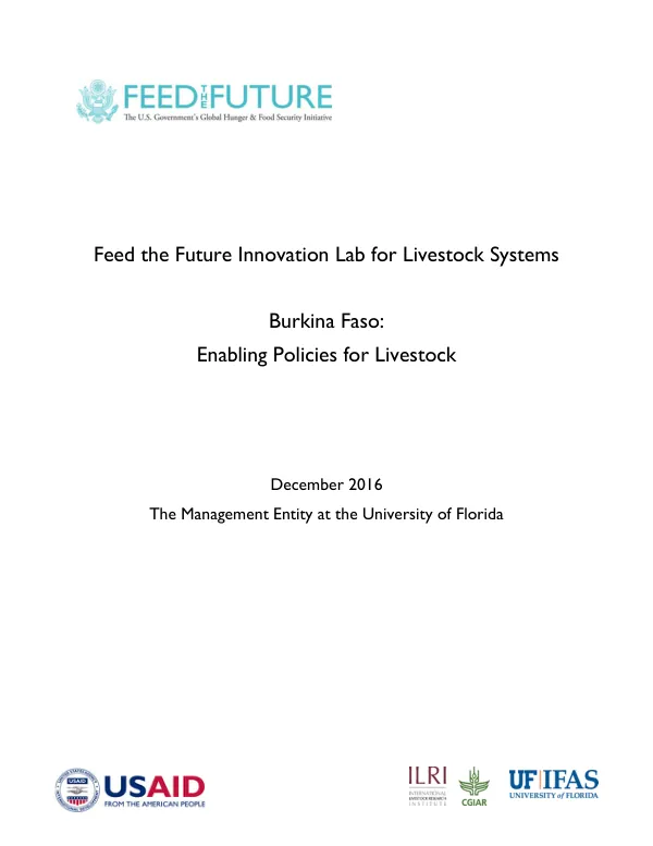 Feed the Future Innovation Lab for Livestock Systems Burkina Faso: Enabling Policies for Livestock Brief