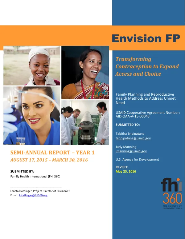 FHI 360 Envision FP Year 1 Semi-Annual Report