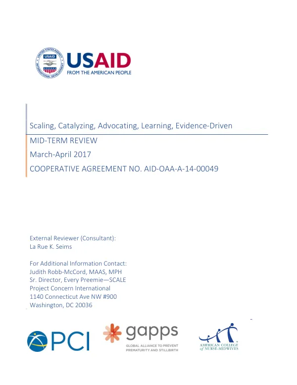Scaling, catalyzing, advocating, learning, evidence-driven : mid-term review, March - April 2017