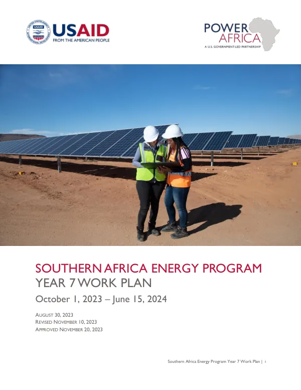 Southern Africa Energy Program Year 7 Work Plan