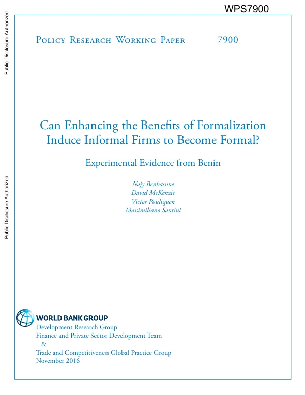 Can Enhancing the Benefits of Formalization Induce Informal Firms to Become Formal? Experimental Evidence from Benin