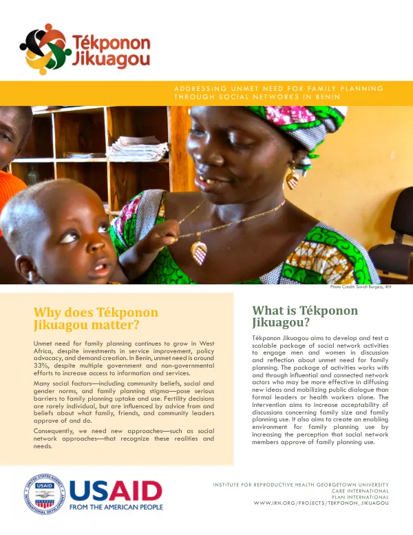 Addressing Unmet Need for Family Planning Through Social Networks in Benin