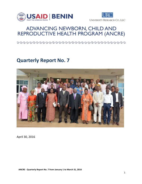 ANCRE - Quarterly Report No. 7 from January 1 to March 31, 2016