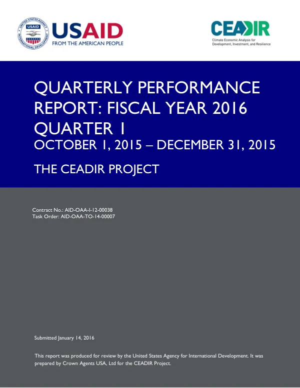 CEADIR FY16 Q1 Performance Report