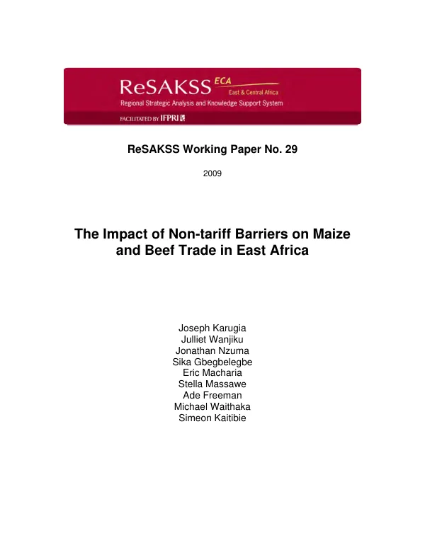 The impact of non-tariff bariers on maize and beef trade in East Africa