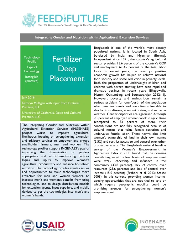 Integrating Gender and Nutrition within Agricultural Extension Services